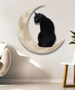 black cat moon hanging metal sign qnk879ms 7738