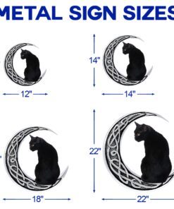 black cat on the moon hanging metal sign qnk1008ms 1887