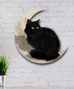 black cat on the moon hanging metal sign qnk1012msd 3589