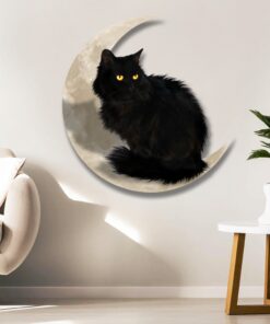 black cat on the moon hanging metal sign qnk1012msd 5233