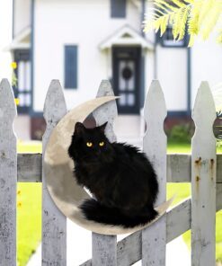 black cat on the moon hanging metal sign qnk1012msd 8163