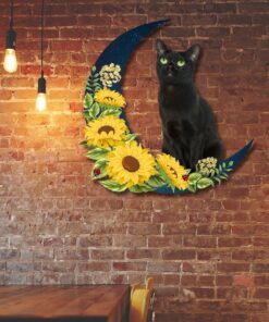 black cat on the sunflower moon hanging metal sign tqn51msv0 2634
