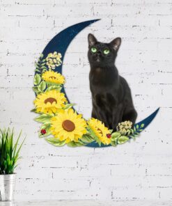 black cat on the sunflower moon hanging metal sign tqn51msv0 4089