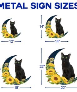 black cat on the sunflower moon hanging metal sign tqn51msv0 5753