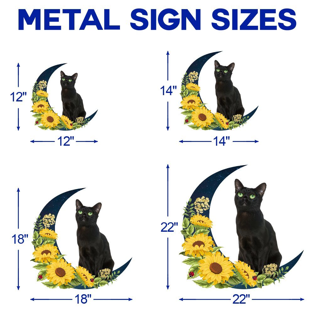 Black Cat On the Sunflower Moon Hanging Metal Sign TQN51MSv0 - Image 5