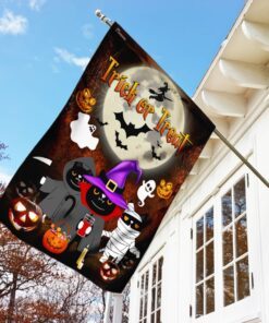 black cat pumpkin halloween costume flag 2345