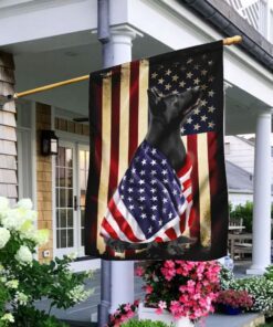 Black German Shepherd American Patriot Flag
