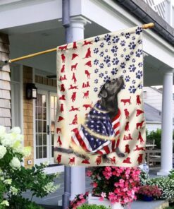 Black Labrador Dog American Flag