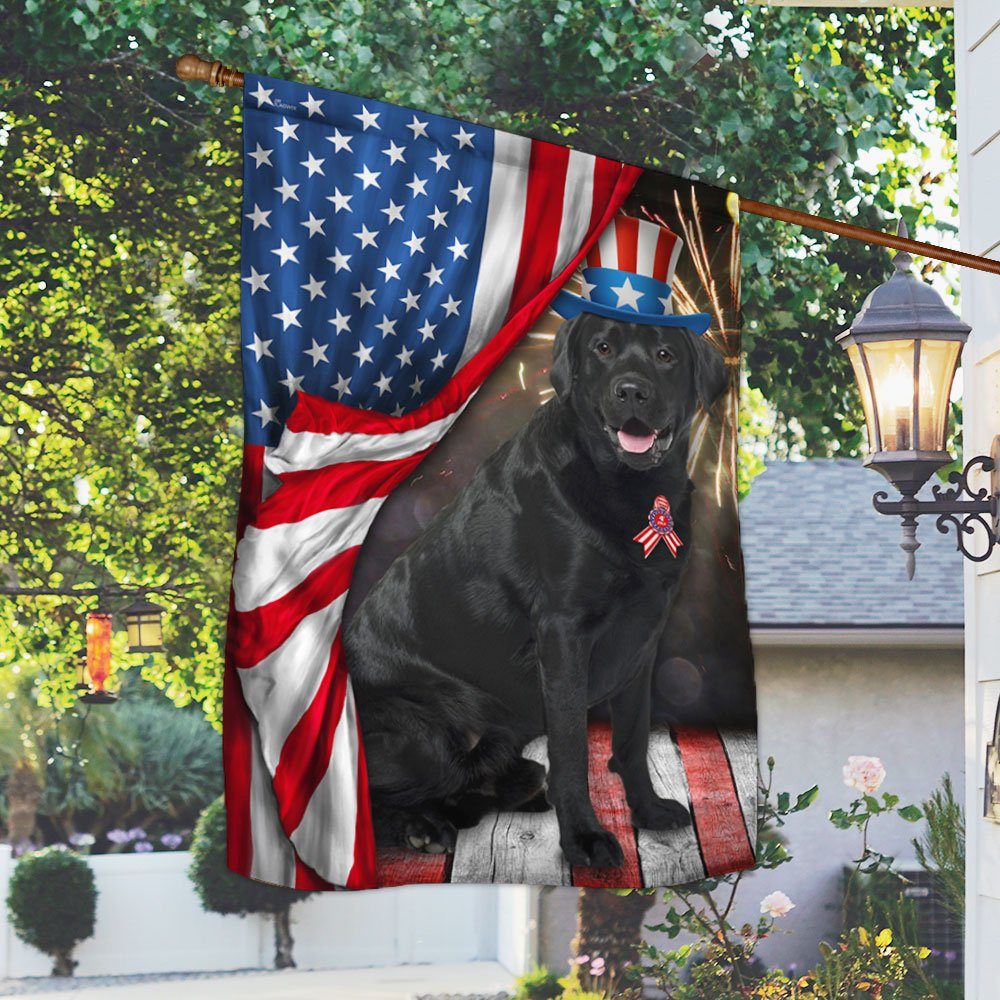 Black Labrador Flag 7th of July Black Labrador American Flag QTR202F - Image 2