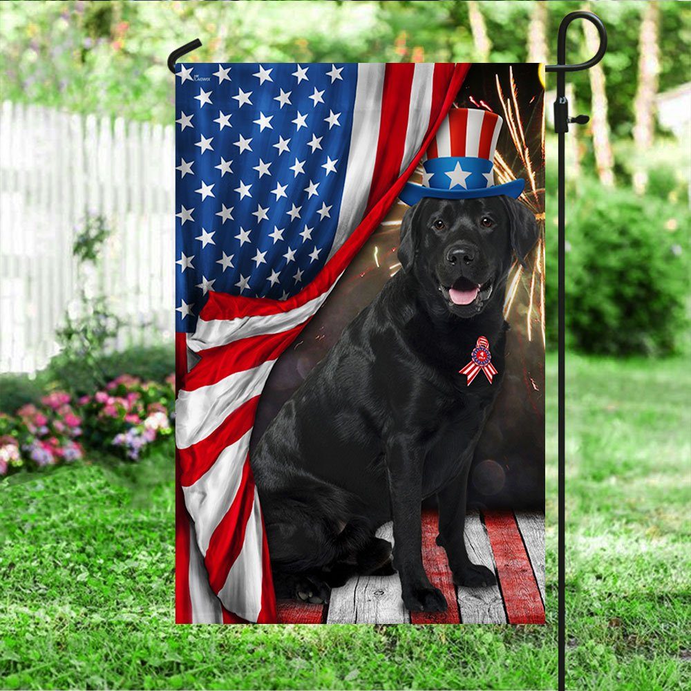 Black Labrador Flag 7th of July Black Labrador American Flag QTR202F - Image 4