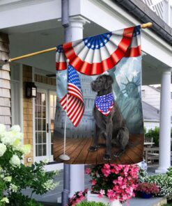 Black Labrador Retriever 4th Of July Independence Day Flag QNN525F