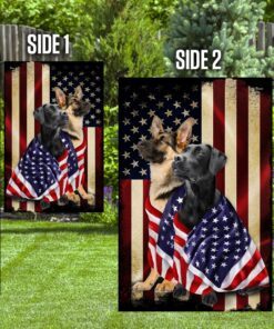 black labrador retriever and german shepherd american patriot flag 1180