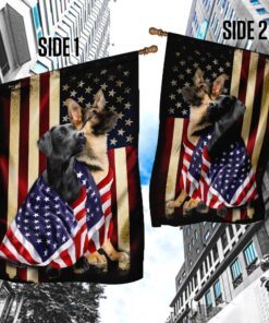 black labrador retriever and german shepherd american patriot flag 2240