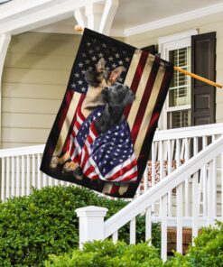 black labrador retriever and german shepherd american patriot flag 3171