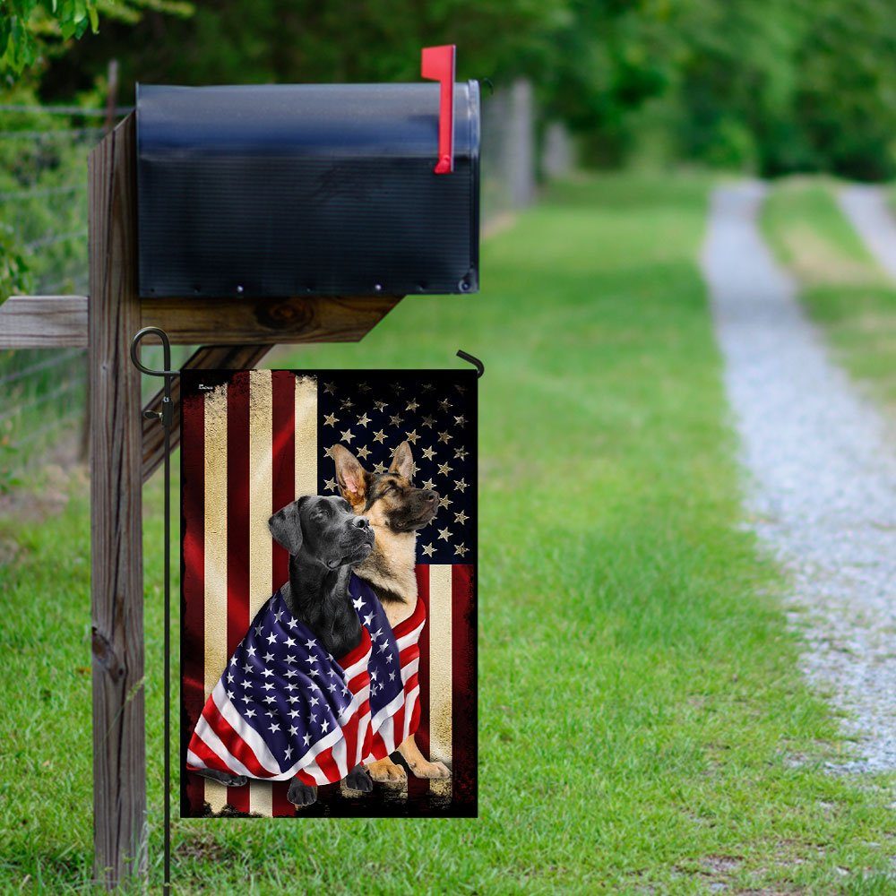 Black Labrador Retriever And German Shepherd American Patriot Flag - Image 9
