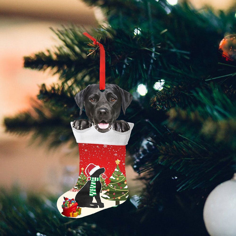 Black Labrador Retriever Christmas Ornament,  Lab In Stocking Ornament QNN605O - Image 2