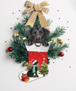 black labrador retriever christmas ornament, lab in stocking ornament qnn605o 4272