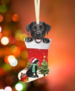 black labrador retriever christmas ornament, lab in stocking ornament qnn605o 4857