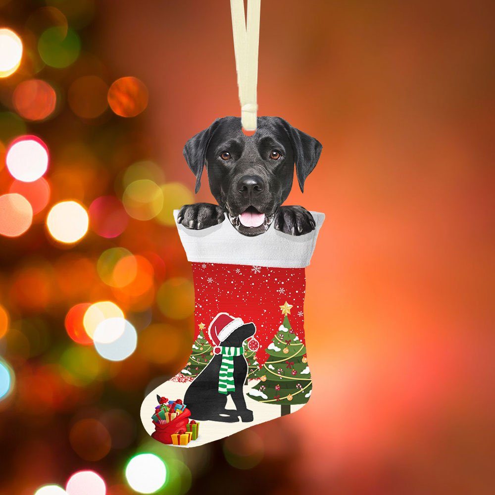 Black Labrador Retriever Christmas Ornament,  Lab In Stocking Ornament QNN605O - Image 3