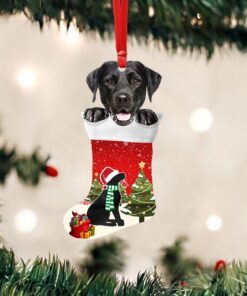 Black Labrador Retriever Christmas Ornament,  Lab In Stocking Ornament QNN605O