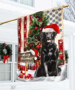 Black Labrador Retriever Dog Christmas American Flag QNN556FV3