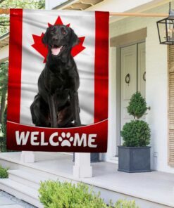 Black Labrador Retriever Dog Welcome Canadian Flag TQN1382F