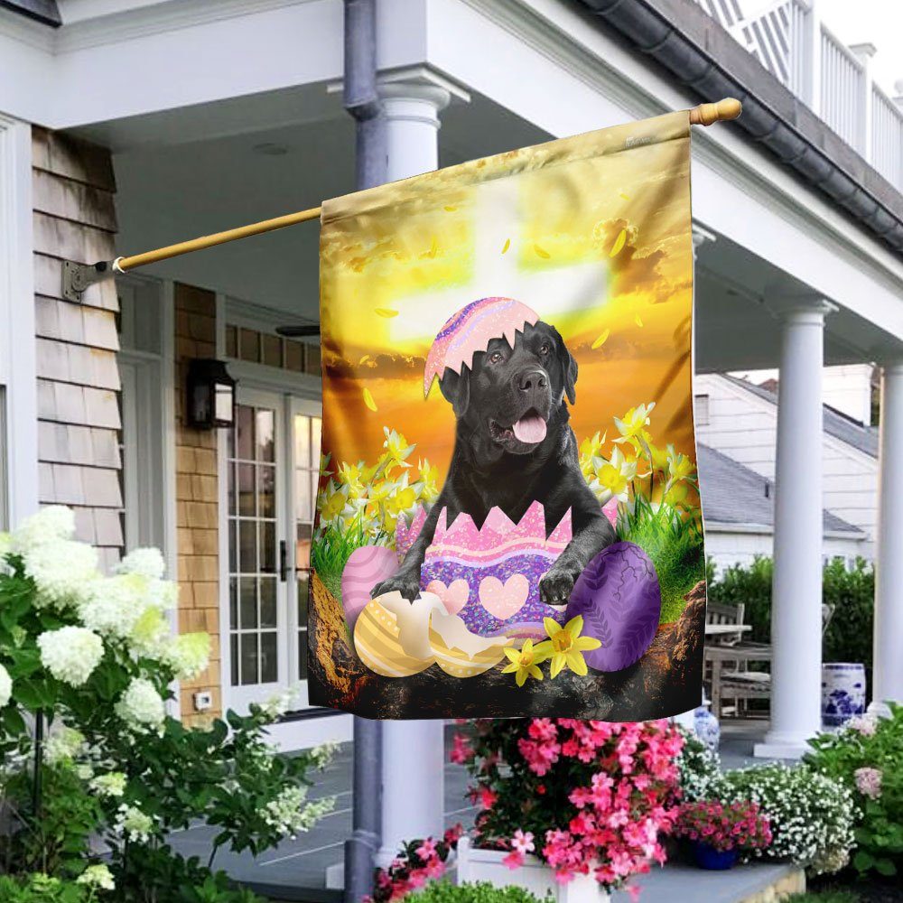 Black Labrador Retriever Is Ready For Easter Flag - Image 2