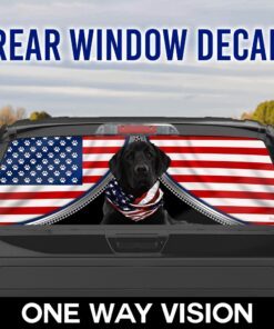 Black Labrador Retriever Rear Window Decal Patriotic Dog BNT408CD