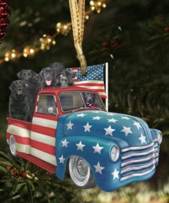black labrador retrievers in american flag truck ornament qnk1026o 2566