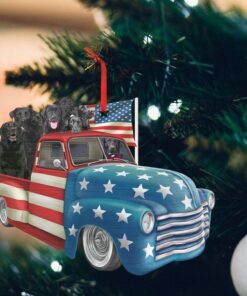 black labrador retrievers in american flag truck ornament qnk1026o 4421