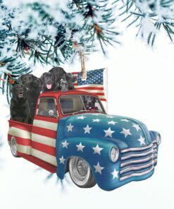 black labrador retrievers in american flag truck ornament qnk1026o 8957