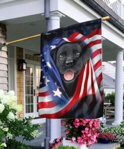 Black Puppy With American Flag