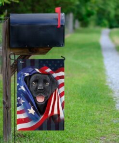 black puppy with american flag 5360