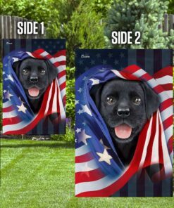black puppy with american flag 5805