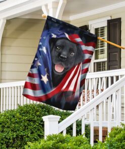 black puppy with american flag 5998
