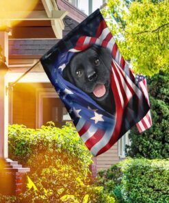black puppy with american flag 7099