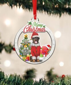 Black Rottweiler Dog Custom - Shaped Ornament NTB286Ov2