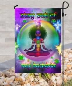 black woman chakra yoga stay out of my bubble flag 2711