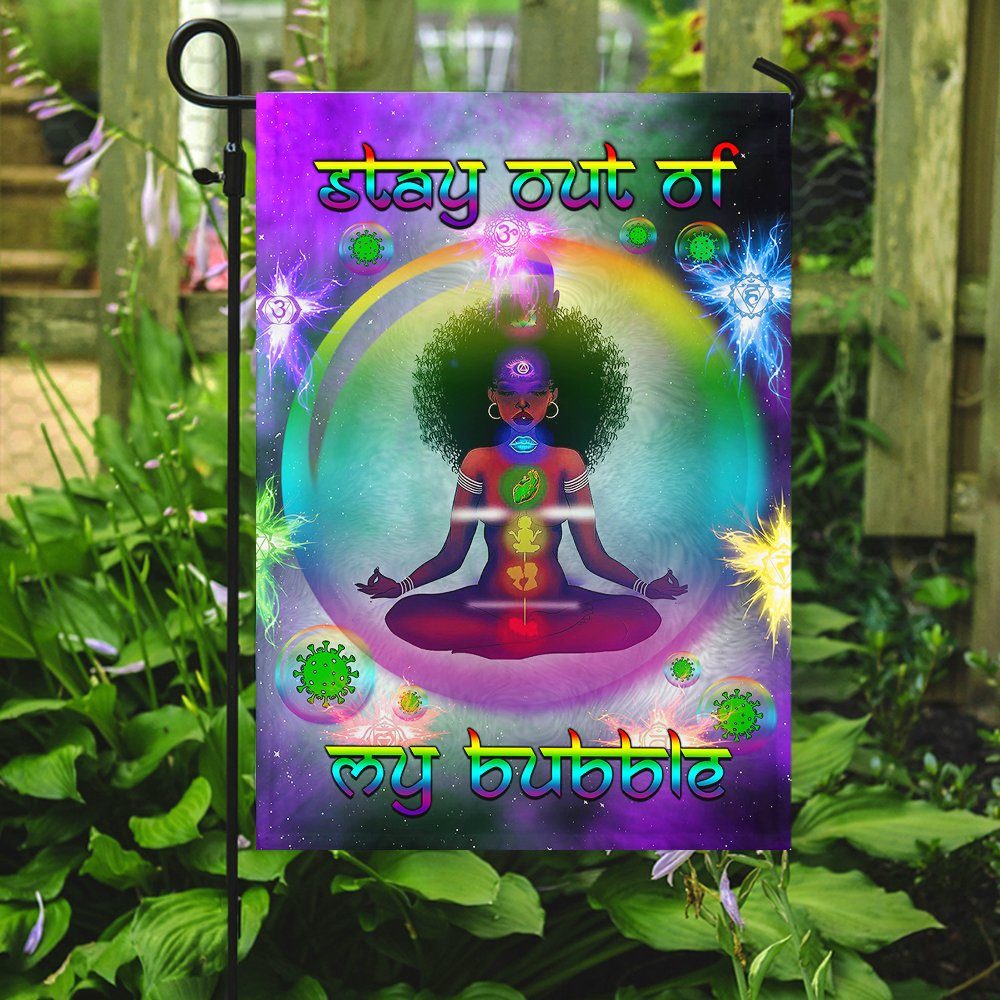 Black Woman Chakra Yoga Stay Out Of My Bubble Flag - Image 5