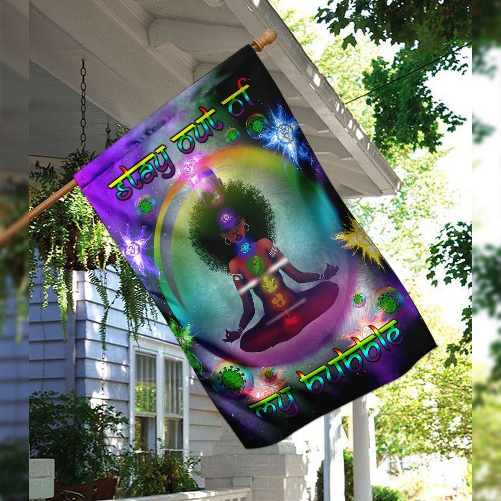 Black Woman Chakra Yoga Stay Out Of My Bubble Flag - Image 10