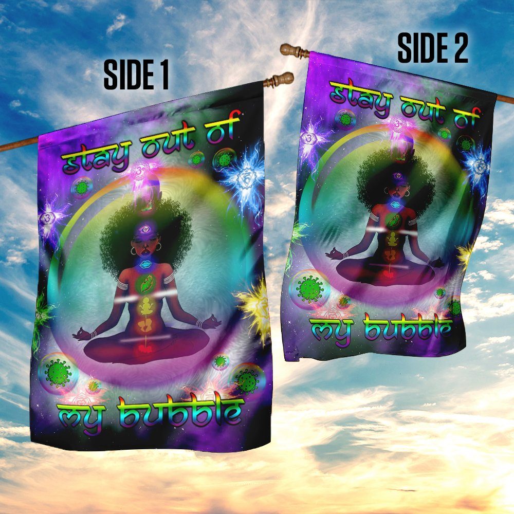 Black Woman Chakra Yoga Stay Out Of My Bubble Flag - Image 7