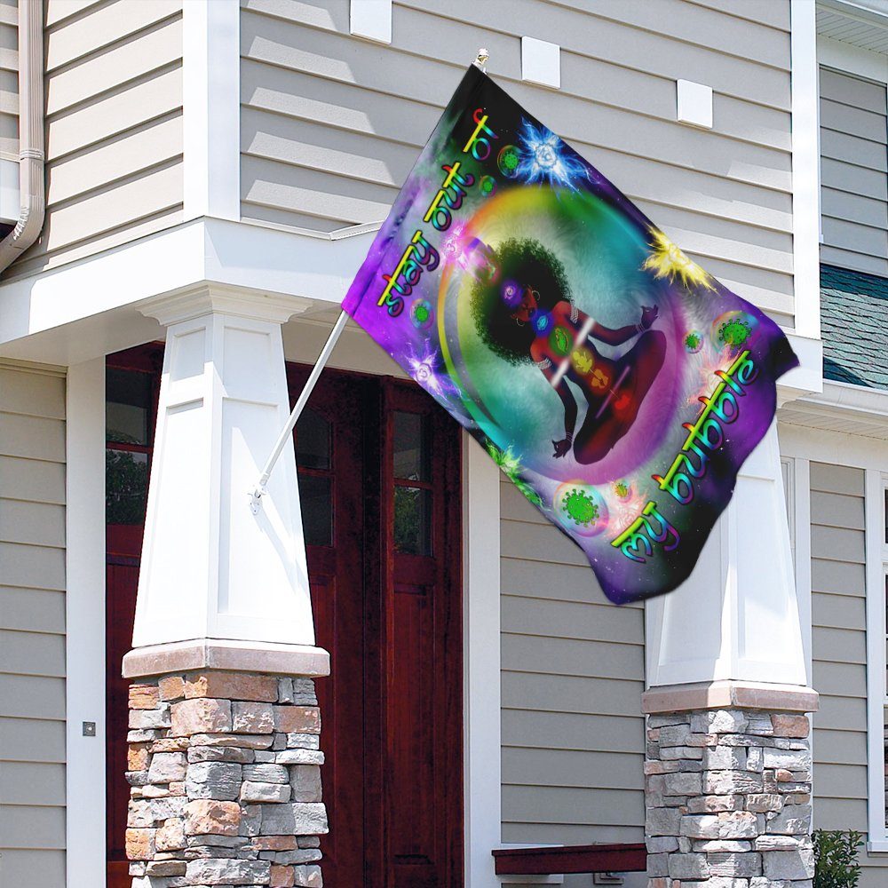 Black Woman Chakra Yoga Stay Out Of My Bubble Flag - Image 8