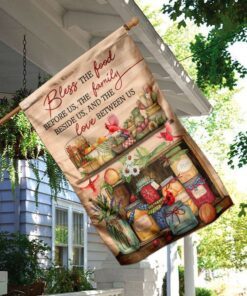 bless us kitchen with red cardinal flag 1190