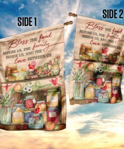 bless us kitchen with red cardinal flag 6013