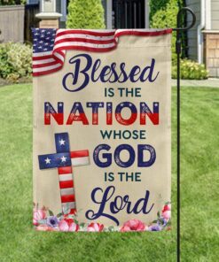 Blessed Is The Nation Whose  God Is The Lord Patriotic American Flag MLN1376F