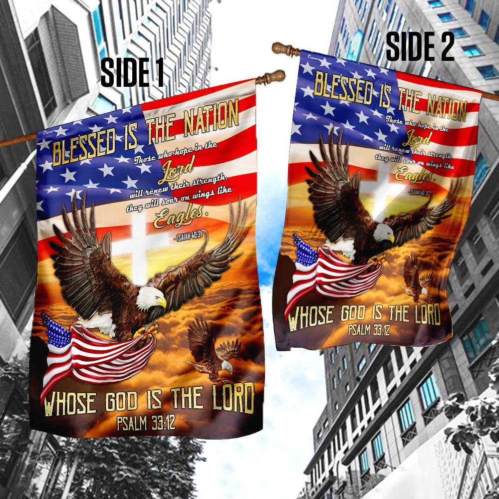 Blessed Is The Nation Whose God Is The Lord Eagle Flag - Image 4
