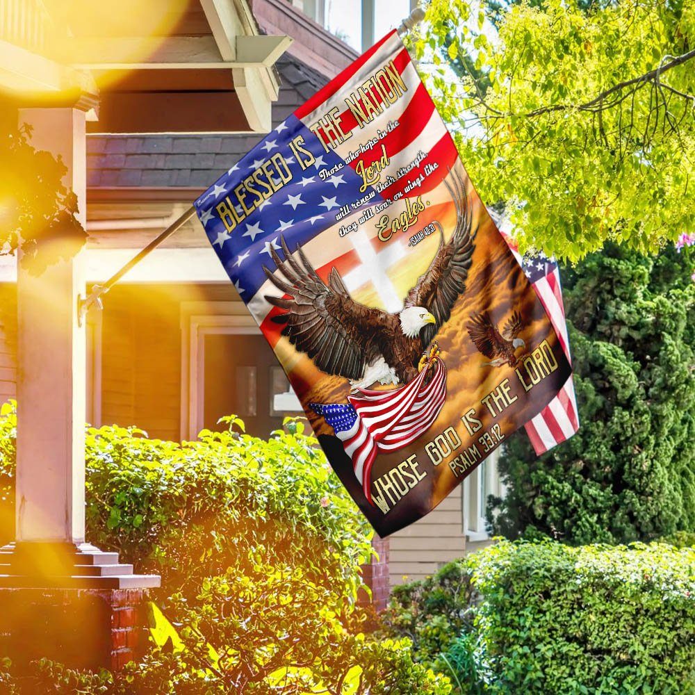 Blessed Is The Nation Whose God Is The Lord Eagle Flag - Image 2