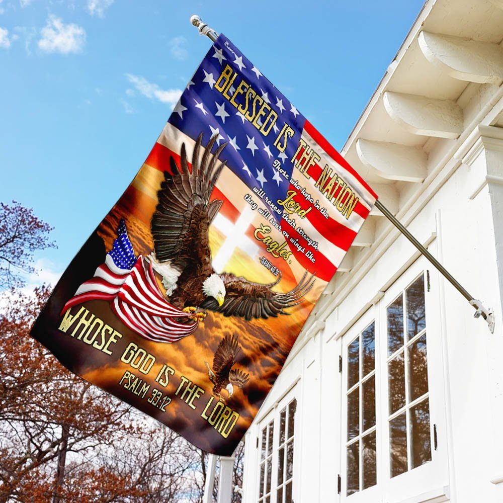 Blessed Is The Nation Whose God Is The Lord Eagle Flag - Image 3
