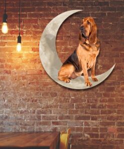 Bloodhounds Dog And Moon Hanging Metal Sign QNK879MSv50