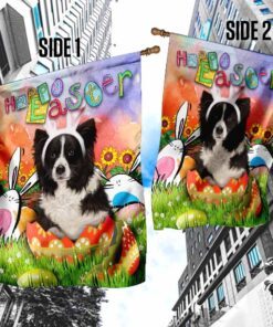 border collie. happy easter flag 3850